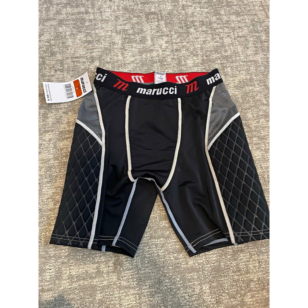 Marucci Men's Padded Foam Thigh Pad for Baseball, M, Black/Gray/Red MASL-BK